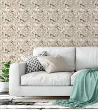Papel de parede flores e pardais 3500-8477