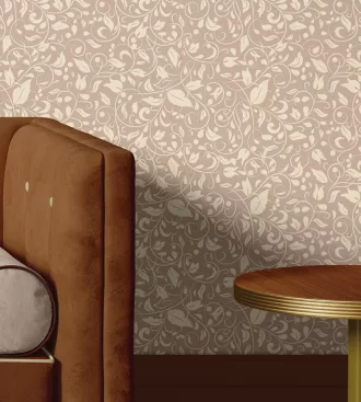 Papel de parede Floral com ramos em tons rosê