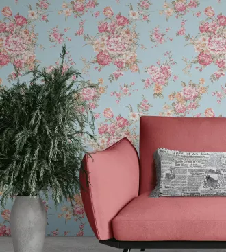 Papel de parede Floral buques com fundo azul.