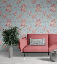 Papel de parede Floral buques com fundo azul. 3504-8493