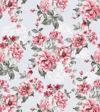 Papel de parede Floral rosas pequenas com fundo azul. 3505-8495