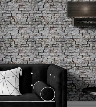 Papel de parede adesivo pedras tons cinzas 3D