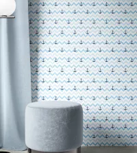 Papel de parede Chevron bebê náutico 3524-8551