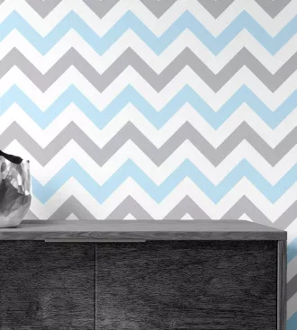 Papel de parede Chevron tons cinza e azul