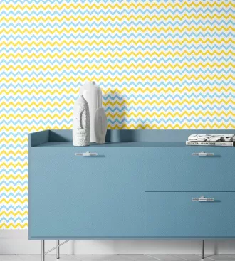 Papel de parede Chevron amarelo e azul
