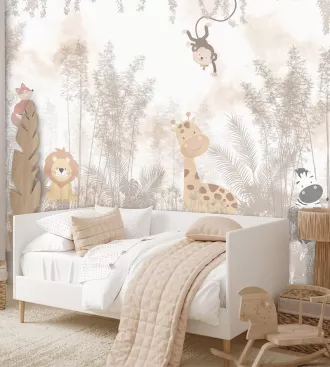 Foto Mural Infantil floresta tons pasteis