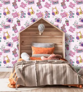 Papel de parede infantil diversão cool girl