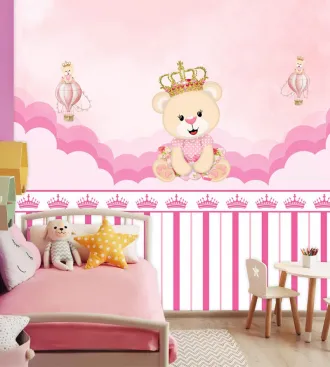 Papel de parede infantil princesa ursinha