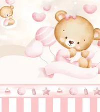 Papel de parede infantil ursinha soft 3572-8674