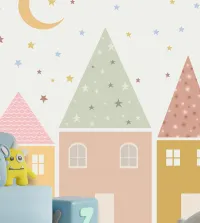 Papel de Parede Adesivo Estrelas e Lua: Toque Mágico 3574-8681