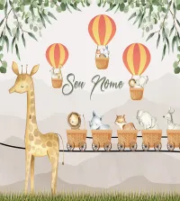 Mural infantil safari animal balões 3583-8711