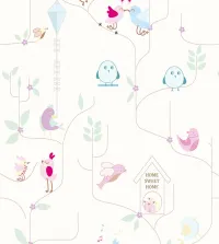 Papel de parede infantil primavera com pássaros 3586-8720