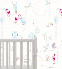 Papel de parede infantil primavera com pássaros 3586-8721