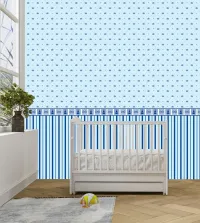 Papel de parede infantil com listras e faixa ursinho 3589-8731