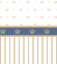 Papel de parede infantil com listras e faixa de coroa 3591-8735