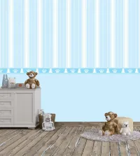 Papel de parede infantil com composição de faixa menino 3601-8758