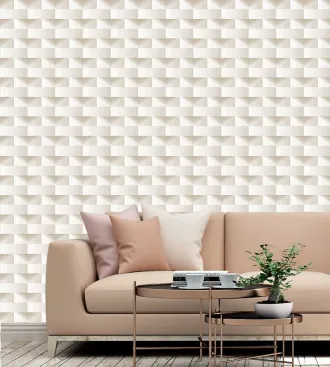 Papel de parede 3D bege efeito quinas