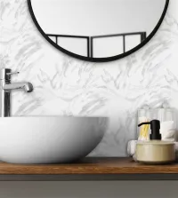 Papel de Parede Marmore Carrara Branco com cinza 3631-8847