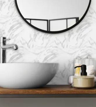 Papel de Parede Marmore Carrara Branco com cinza
