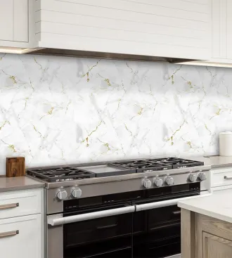 Papel de Parede Marmore Carrara Branco Gold
