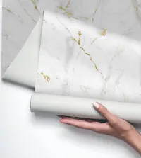 Papel de Parede Marmore Carrara Branco Gold 3632-8851