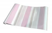 Papel de parede listrado bege branco creme e rosa 471-914