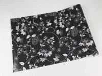 Papel de parede Floral com flores brancas e fundo preto 215-960