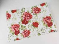 Papel de parede floral com fundo bege e rosas vermelhas 328-965