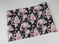 Papel de parede floral com rosas e fundo preto 337-975