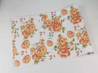 Papel de parede floral com flores laranja e fundo branco 369-996