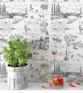 Papel de Parede Provençal Toyle de Jouy